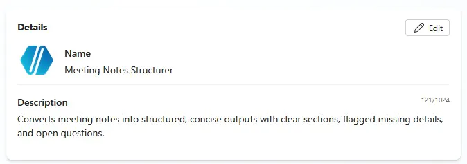 Our new agent in copilot that structures meeting notes